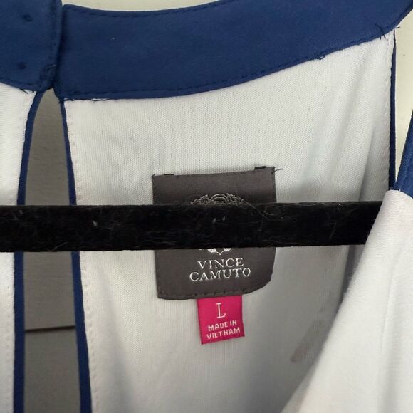 Vince Camuto Women’s Large Royal Blue White Colorblock Jumpsuit - Picture 4 of 8